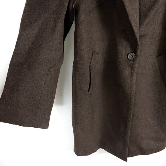 L'Academie Athena Coat Brown Button Front Oversized Collared Fuzzy Sz S - Picture 6 of 12